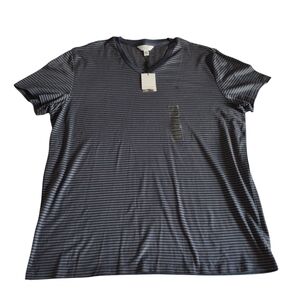 Calvin Klein Body Fit Blue Stripe V-Neck Mens XXL Cotton Shirt